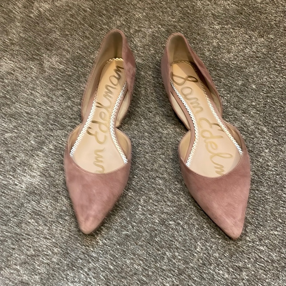 Suede pink pointy toe flat